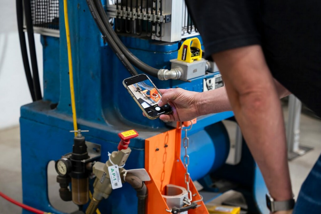 Using Lockout Tagout Software Up Close to Take an Equipment Photo